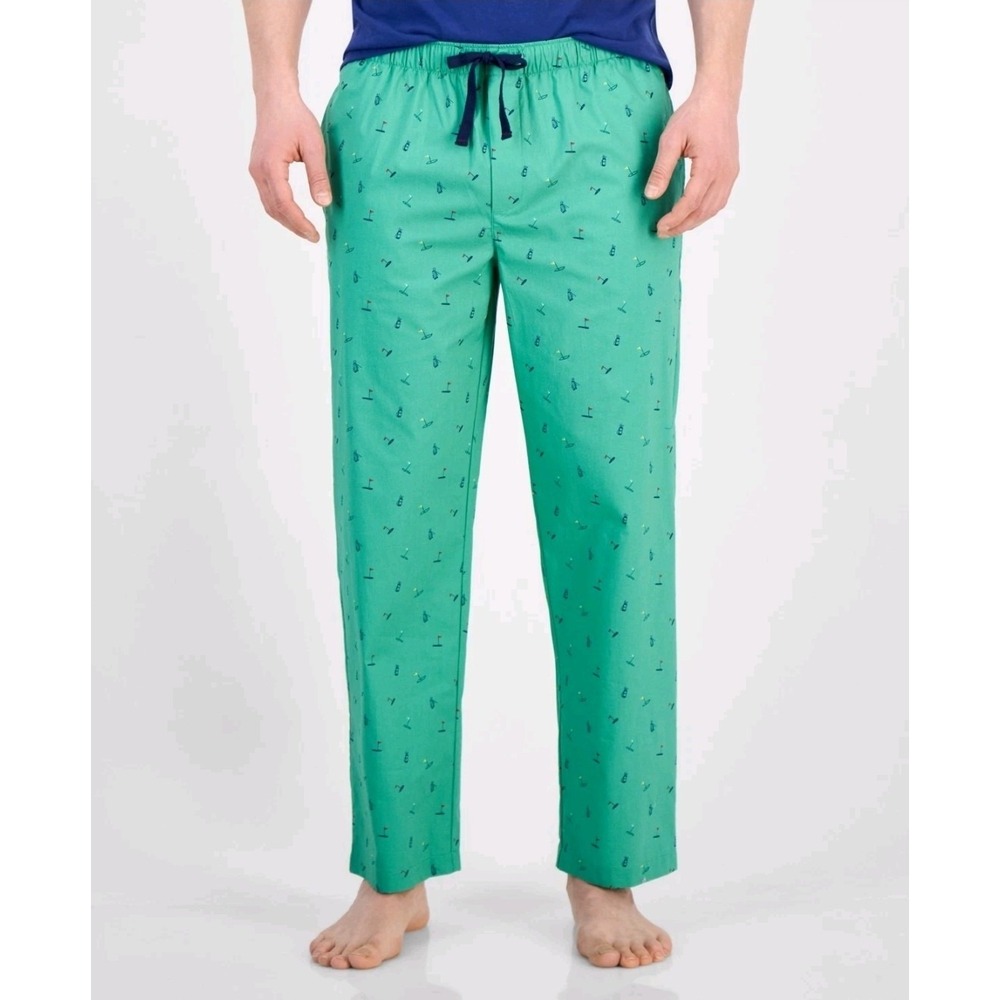 Club Room Woven Golf Graphic Pajama Pants Green Men's Size Medium